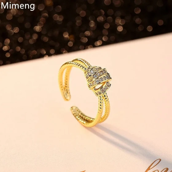 New Korean micro-inlaid zircon heart ring for women, niche design, light luxury, fashionable and exquisite ring