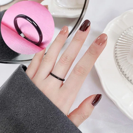 Titanium steel does not fade INS Ultra-fine plain circle ring gold Women's simple versatile smooth ring for best friends and internet celebrities