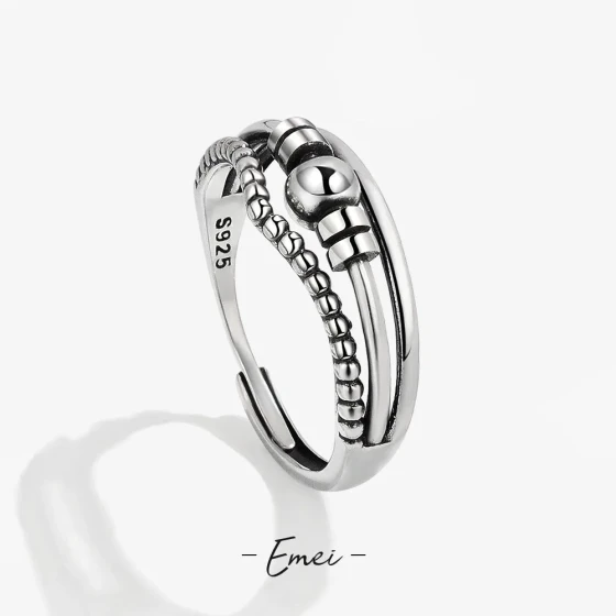 New stylish and simple versatile adjustable rotating bead anxiety-relief index finger ring