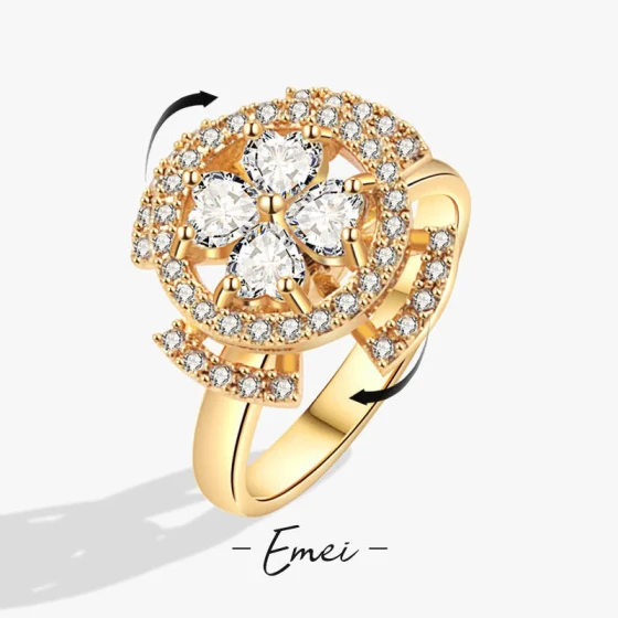Unique and Luxurious Full-Diamond Ring for Women, Light Luxury Fashion Zircon Rotating Stress-Relief Open Ring, Cross-Border Jewelry