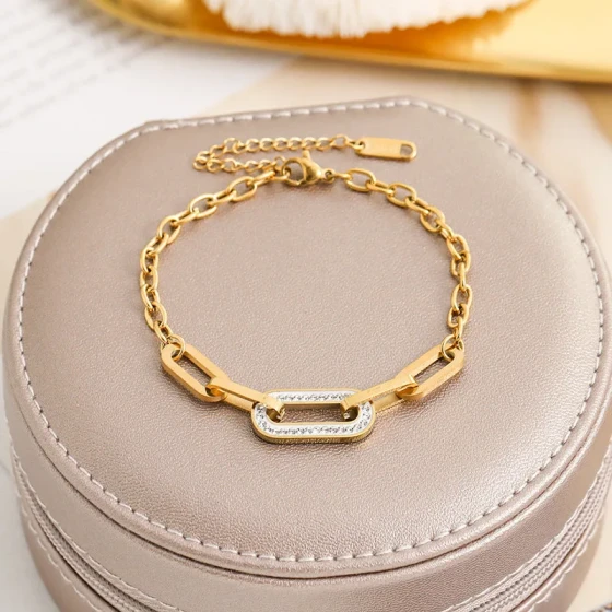 Korean Style ins Wind Geometry O Full diamond stainless steel anklet, titanium steel, fashionable, simple, trendy, sexy accessory