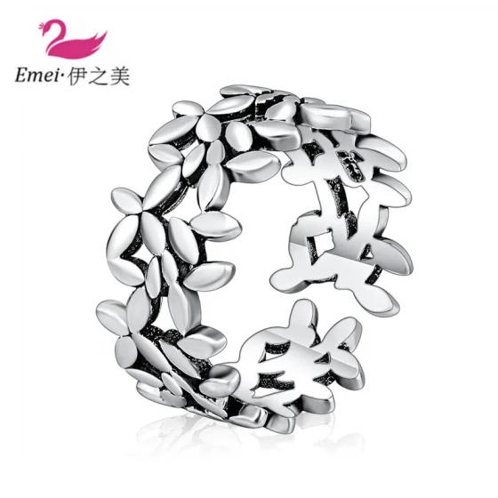 Smooth Open Ring for Women, Leaf Design, Thai Silver, Index Finger Ring, Simple Student Ring, Personalized Geometric Ring