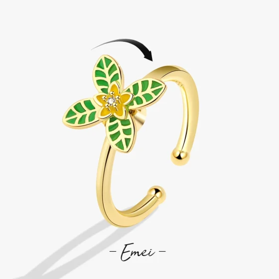 Stress-relief rotating resin flower ring, adjustable and stylish for women, suitable for the index finger