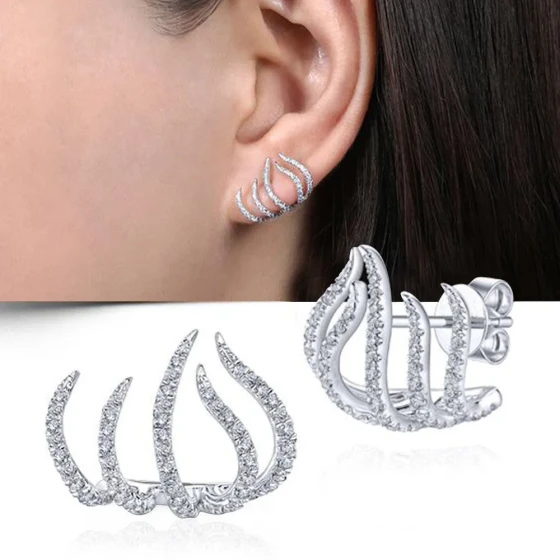 New popular metal style Popular in Europe and America, exaggerated five-pronged earrings Hot Sale