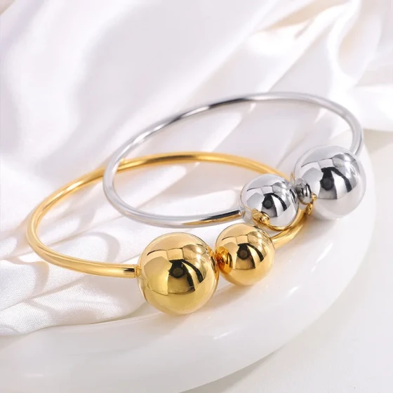 European and American fashion diamond bead titanium steel bracelet for women with a high-end feel18k Non-fading simple women's open bracelet