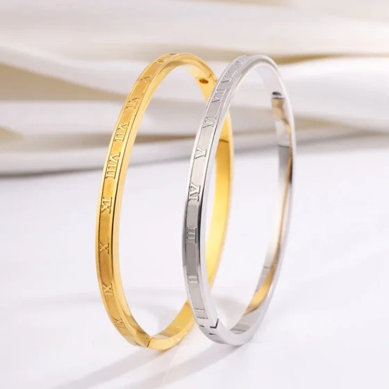 Titanium steel bracelet, vintage and versatile, with fine Roman script18K Real gold bracelet for women, high-end, non-fading, fashionable wristband