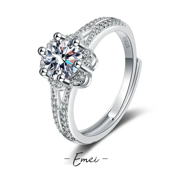 Moissanite ring with adjustable size, niche design, stylish and elegant women's ring, live-streaming jewelry