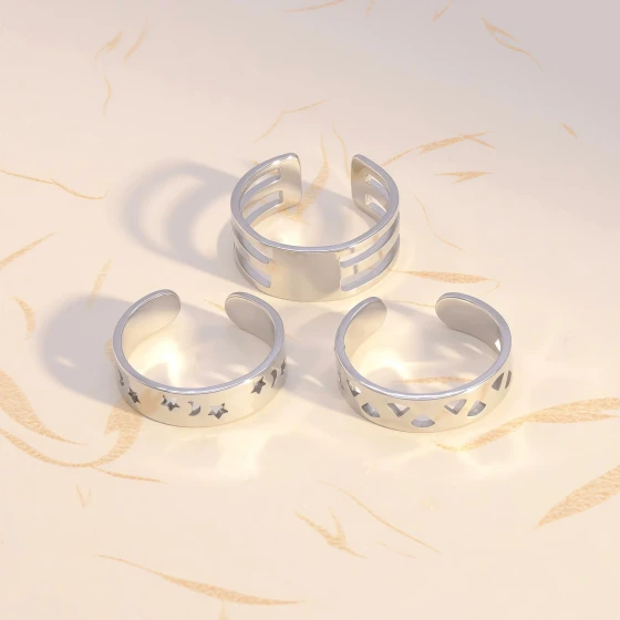 New Arrivals in Korean Style ins Stainless steel stars Moon-shaped open ring is unique and fashionable, suitable for everyday wear