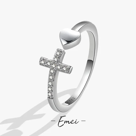 New Cross Heart Open Ring Versatile Daily Fashion Simple Personality Trendy Style Factory