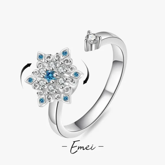 New Snowflake Rotating Ring Christmas Starry Sky Niche Design Open Index Finger Ring