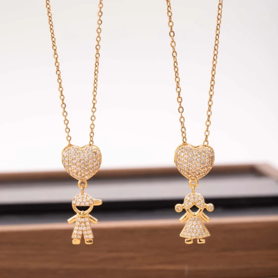 Cute children's pendant necklace with zirconia, fashionable ins Wind Necklace Women's Jewelry