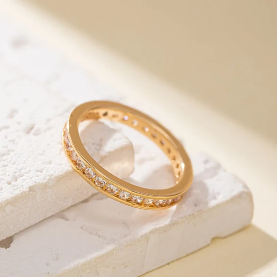 European and American fashion light luxury hollow heart-shaped zircon open ring, simple and sophisticated index finger ring