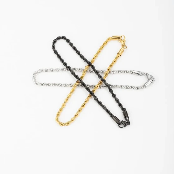 New stainless steel three-color men's bracelet with a niche, simple design, unique and versatile accessory for women