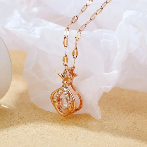 Titanium steel necklace for women, new popular model, elegant design with sachet pendant ins Minimalist and cool style