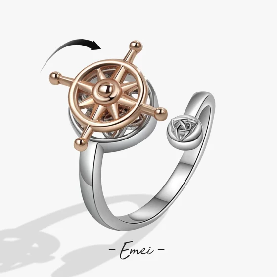 Popular Rotating Ship's Wheel Ring Stress-relief anti-anxiety ring, European and American jewelry