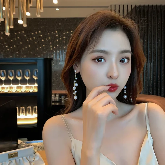 New Korean and Japanese style earrings, long tassel drop earrings, simple, elegant, and fashionable ear studs