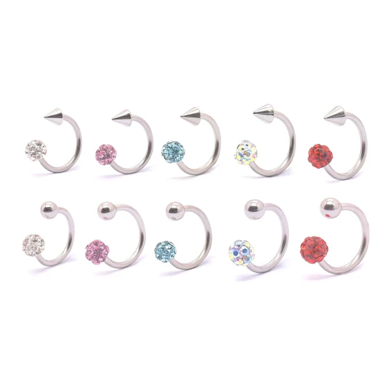 New Arrivals: Stainless Steel Horseshoe Lip Stud with External Thread, Sparkling Mud Ball, Sweet Lip Ring, Lip Jewelry, Piercing Accessories