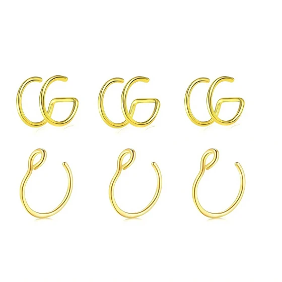 Personality Trend Stainless steel lip ring C Fishhook-shaped body piercing jewelry6Small set