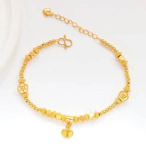 Gold shop-style sand gold fortune-bringing abacus bead bracelet Fashionable and versatile high-end bracelet