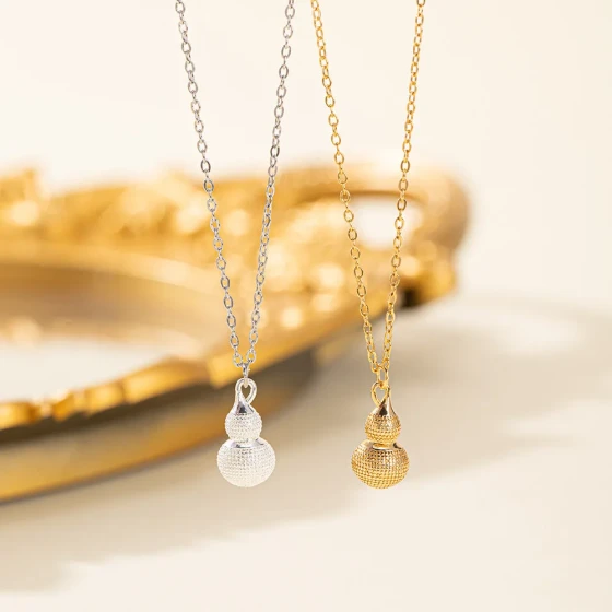 Light Luxury Small Gourd Pendant New Chinese Style Necklace gold silver Zircon Necklace Gift for Girlfriend on Double Eleven Day