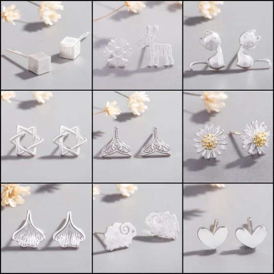 Street stall jewelry: cute earrings for women, simple and elegant, sweet and various styles, one-week set combination