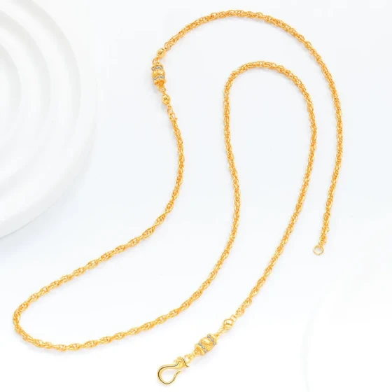 High color retention Vietnamese gold-plated zircon inlaid Ruyi pattern barrel bead phoenix universal clasp twisted chain diy Slim Waist Necklace