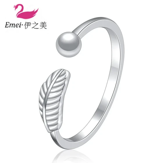 Japanese-style light luxury open-ended fashion tail ring, artistic feather ring, Korean-style versatile handmade silver jewelry