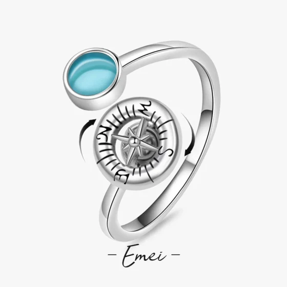 Eight-pointed star dial rotating ring for women, light luxury fashion niche, rotatable open ring for the index finger