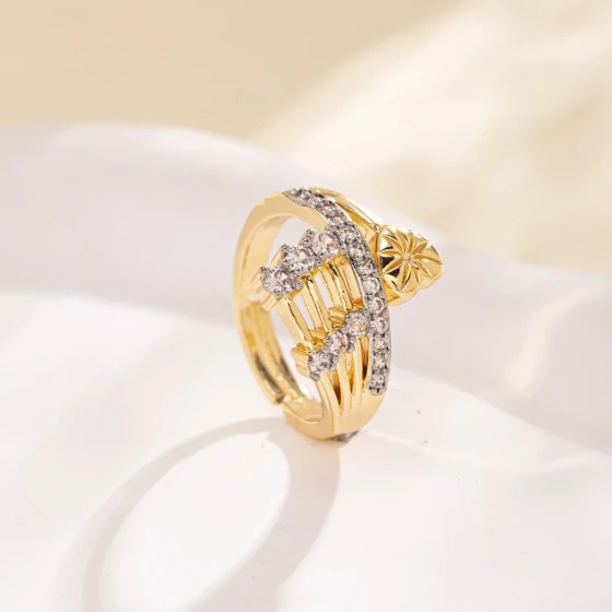 Zirconia niche high-end fashion versatile ring for women, light luxury, simple, vintage, exquisite, brushed, vintage open ring