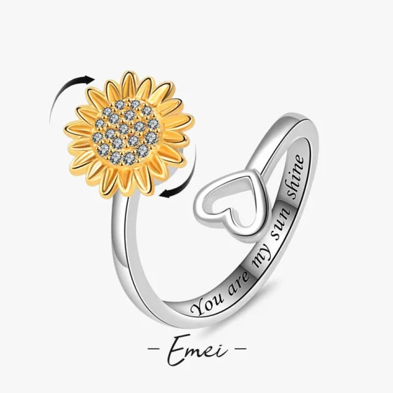 New Rotatable Sunflower Ring for Women, Niche Design, Fashionable and Unique Rotating Ring ins Trendy All-Matching