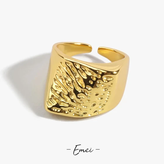 Minimalist design ring for women, fashionable and unique ins Trendy minimalist irregular meteorite lava open ring