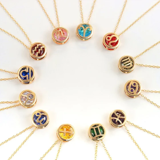 New European and American style women's light luxury niche zodiac necklace, versatile collarbone chain, short gold-plated jewelry