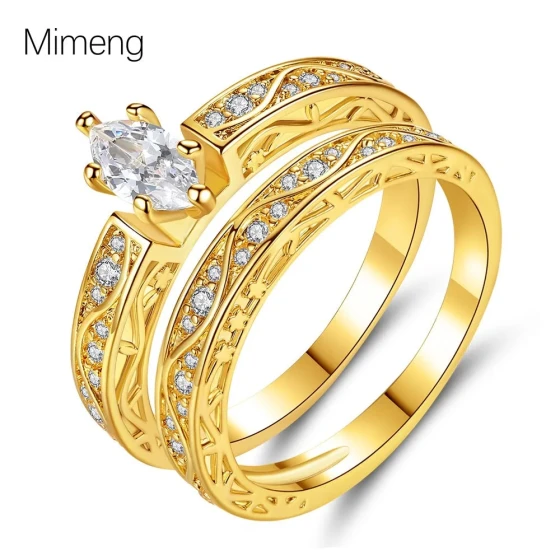 Creative jewelry set with marquise zirconia, couple's rings, simple patterned rings for men and women