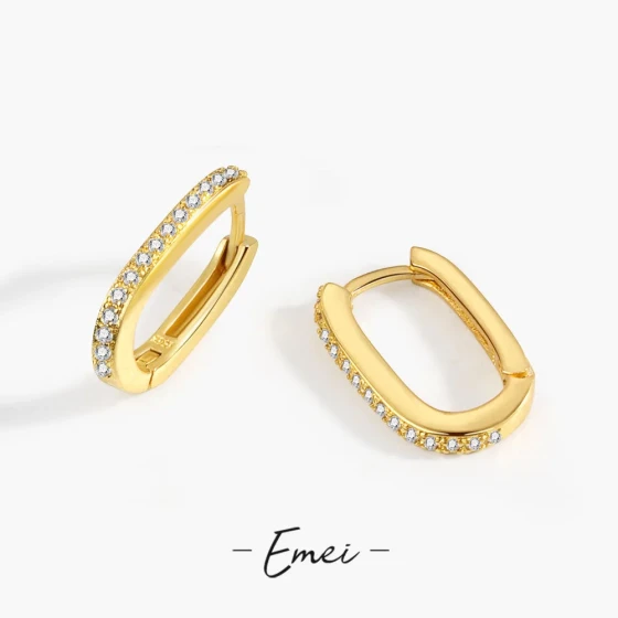 Korean and Japanese style micro-inlaid zircon oval earrings ins Simple, stylish, trendy, high-end, personalized earrings