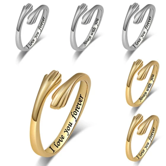 New adjustable wrap-around vintage ring with letter design, couple's matching rings