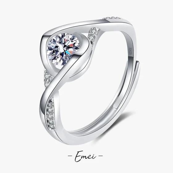 Popular online trend: Korean-style sparkling moissanite angel's kiss ring, simple and adjustable, a Valentine's Day gift for your girlfriend