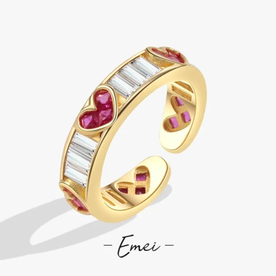 South Korea ins Zircon heart-shaped open ring, fashionable, simple, versatile, niche design, index finger ring jewelry