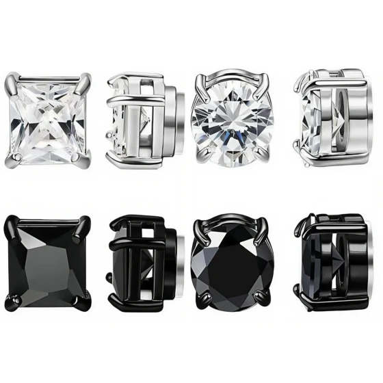 Popular zircon claw-style fake earrings for non-pierced ears Unisex Zircon Magnetic Ear Clips Earrings
