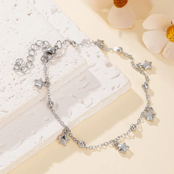 New star beach anklet, simple, trendy, and unique five-pointed star foot accessory, versatile summer jewelry for women
