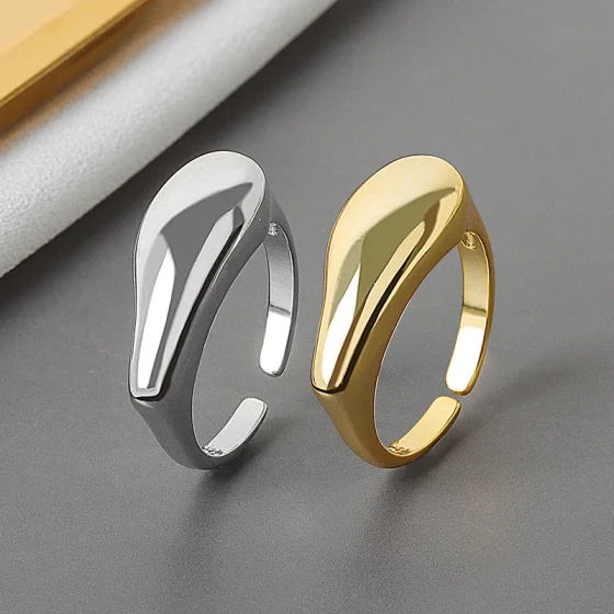 Fashionable retro ring, personalized trendy exaggerated water drop geometric shape women's accessory, adjustable open ring