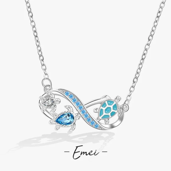 E-commerce product: Ocean-style blue opal turtle pendant necklace, adjustable choker jewelry