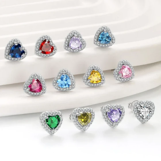 Twelve Constellations Heart-Shaped Earrings for Women, Versatile, Fashionable, High-End, Ear-Friendly, Simple Ear Jewelry