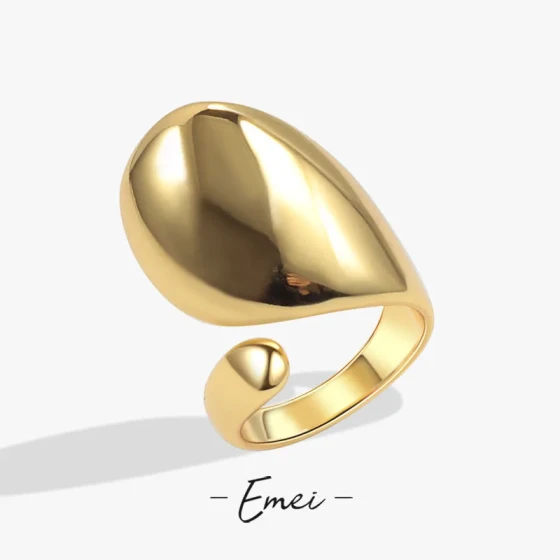 INS High-end design18K Gold irregular open ring for women, versatile and non-fading jewelry