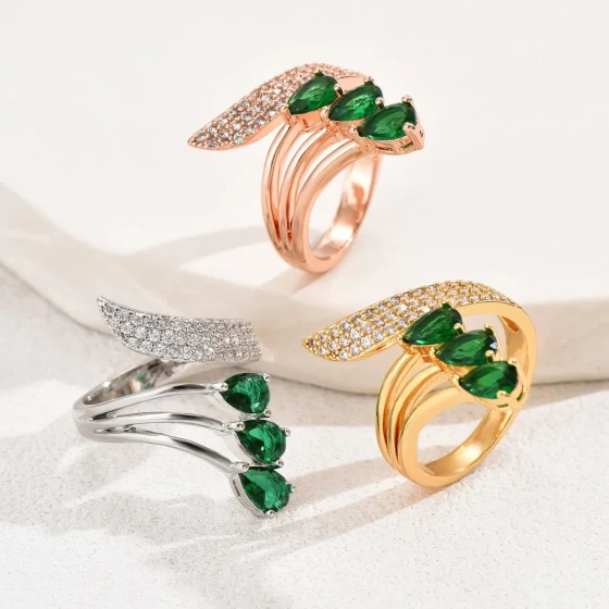 Fashionable and Luxurious Zirconia Marquise Drop Ring for Women, Versatile and Unique Electroplated Open Ring