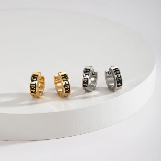 New simple and versatile stainless steel English letter earrings with a fashionable design and elegant style