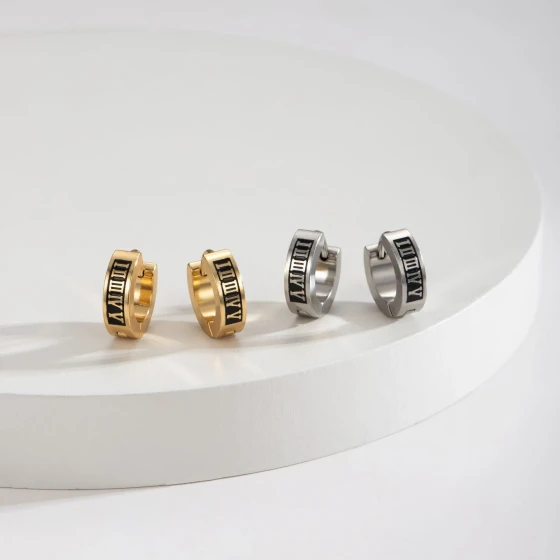 New simple and versatile stainless steel English letter earrings with a fashionable design and elegant style