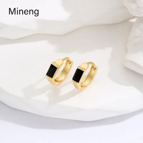 New square black diamond earrings, simple and niche, with a high-end feel, versatile and fashionable, unique women's earrings