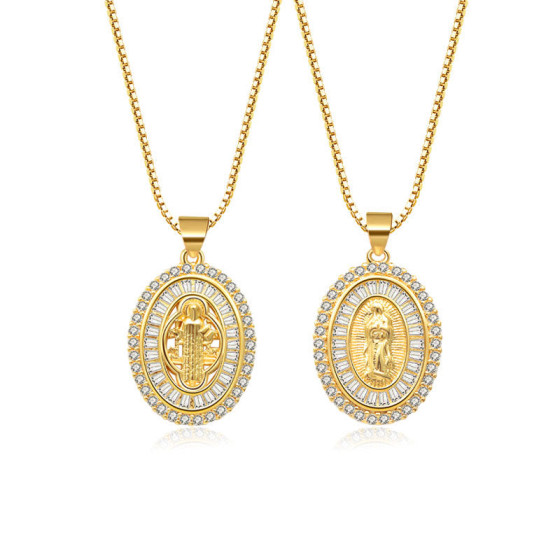 Best-selling copper-plated products in Europe and America18K Gold Zirconia Maria Pendant Necklace for Women, Niche Fashion High-end Collarbone Chain