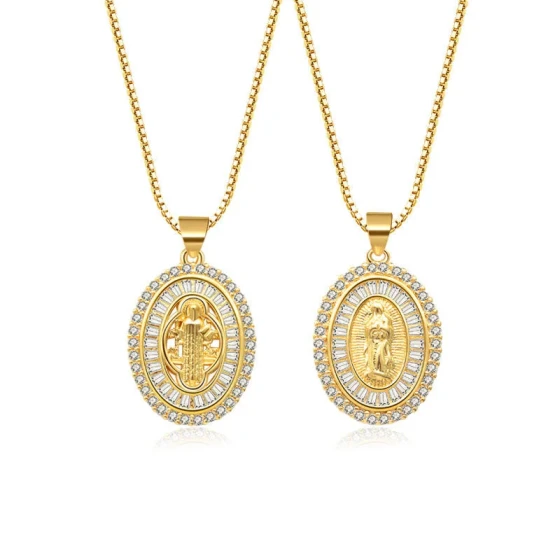 Best-selling copper-plated products in Europe and America18K Gold Zirconia Maria Pendant Necklace for Women, Niche Fashion High-end Collarbone Chain