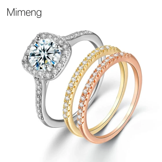 New micro-inlaid zircon ring for women, European and American high-end trendy combination set of rings